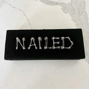 EDIE PARKER Nailed Acrylic Black Suede Clutch Bag
